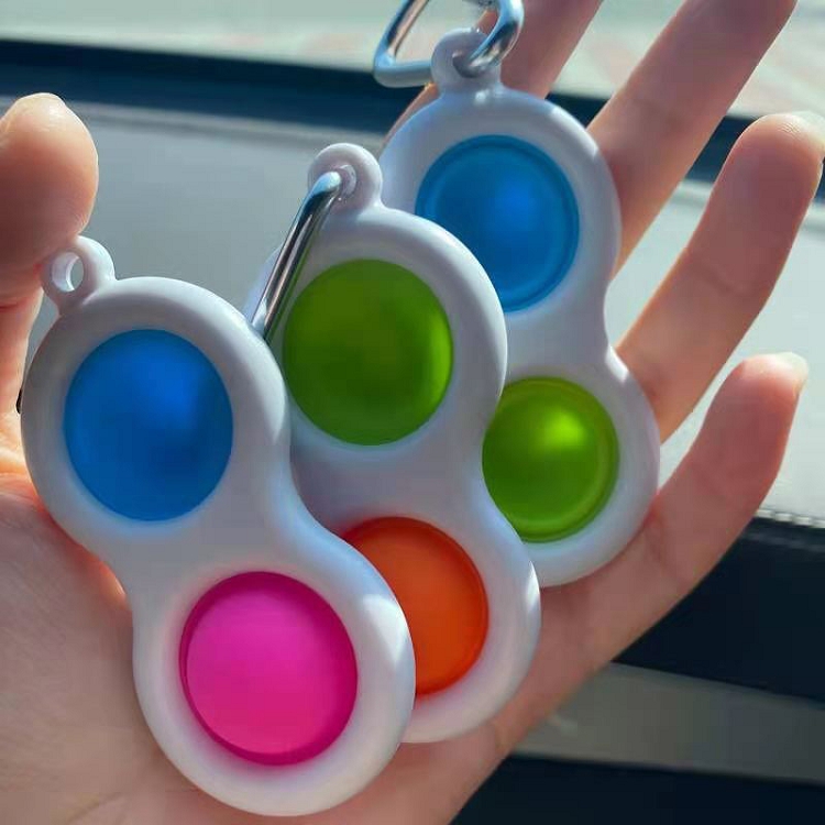 2021 new pop bubble Silicone Sensory Fidget keychain toys with 5 bubble factory